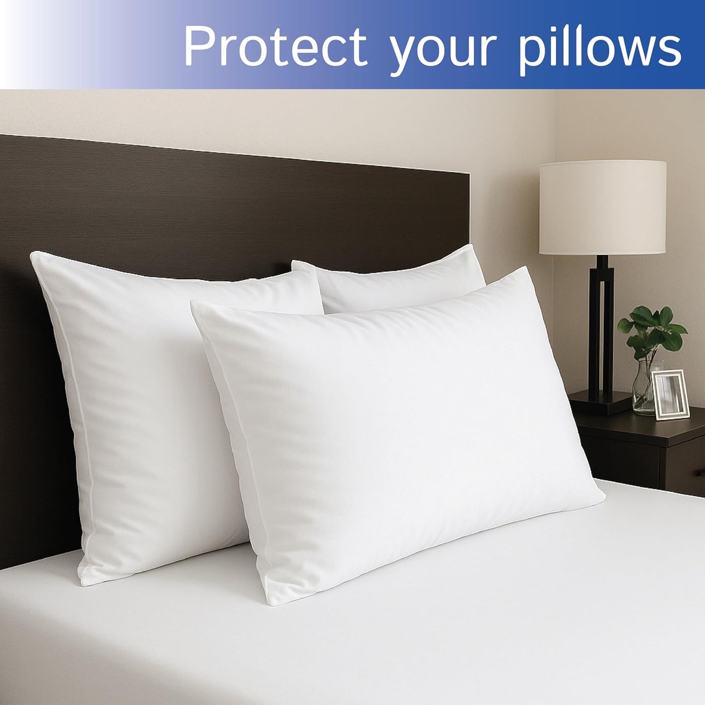 Euro Size Pillow Protectors (Set of 2) - European Square 26x26 Pillow Covers Waterproof Hypoallergenic Dust Proof Zippered Encasement