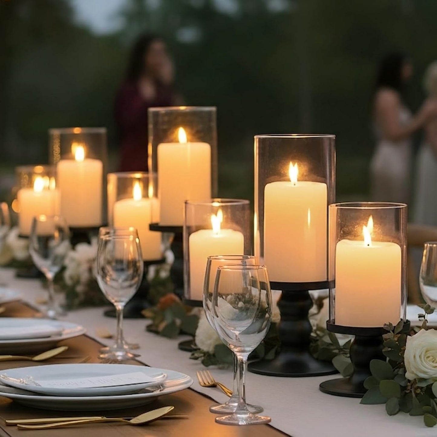 NITIME 4Pcs Hurricane Candle Holder for Pillar Candles, Gold Candle Holders with Clear Glass Sleeve for Table Centerpieces,Pillar Candle Holders for Home Decor, Wedding, Holiday and Party Decor