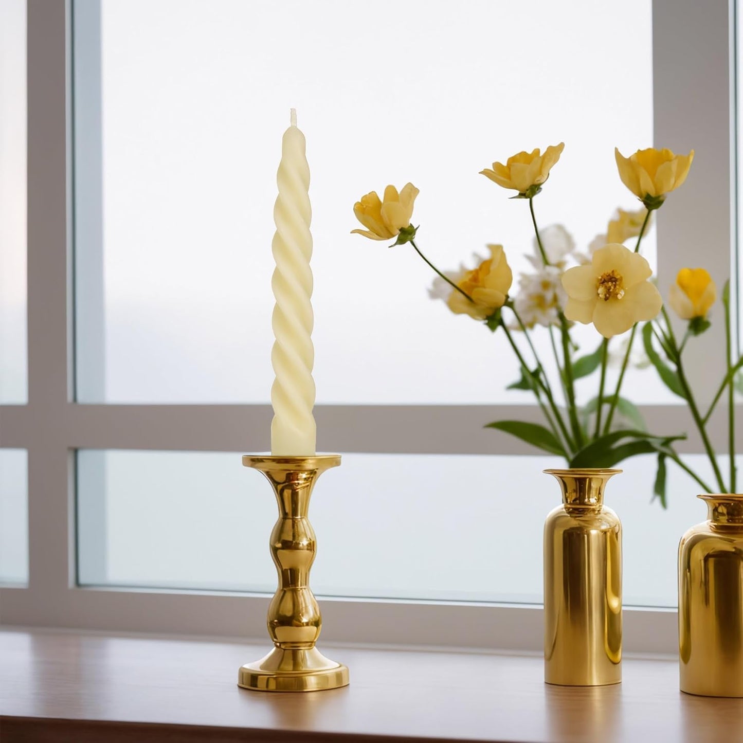 5 Inch Spirat Tapared Candles 10 Pack,0.78" Diameter Ivory Naturel Bee Candles Candlestick,7 Hours Long Lasting Smokeless and Unscented for Home Decoration