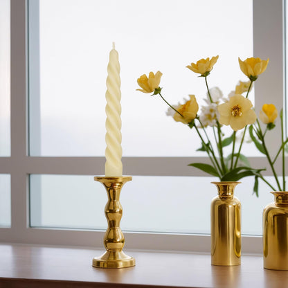 5 Inch Spirat Tapared Candles 10 Pack,0.78" Diameter Ivory Naturel Bee Candles Candlestick,7 Hours Long Lasting Smokeless and Unscented for Home Decoration