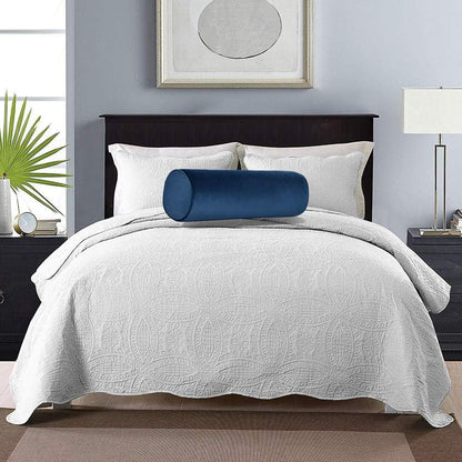 Tinbolunce Memory Foam Roll Pillow for Knee/Leg/Neck - Full Moon Bolster/Round Cylinder Pillow for Sleeping on Side or Back - Removable Cooling Cover Length 18" x 6" Diameter (Navy Blue)
