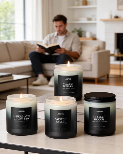 AOOVOO Scented Candles Set - 6 Pack Men Candles for Home Scented, 42 oz Soy Wax, 300 Hour Long Lasting Candle, Soy Candle Gifts Set for Men, Birthday, Valentine, Christmas, Anniversary Present