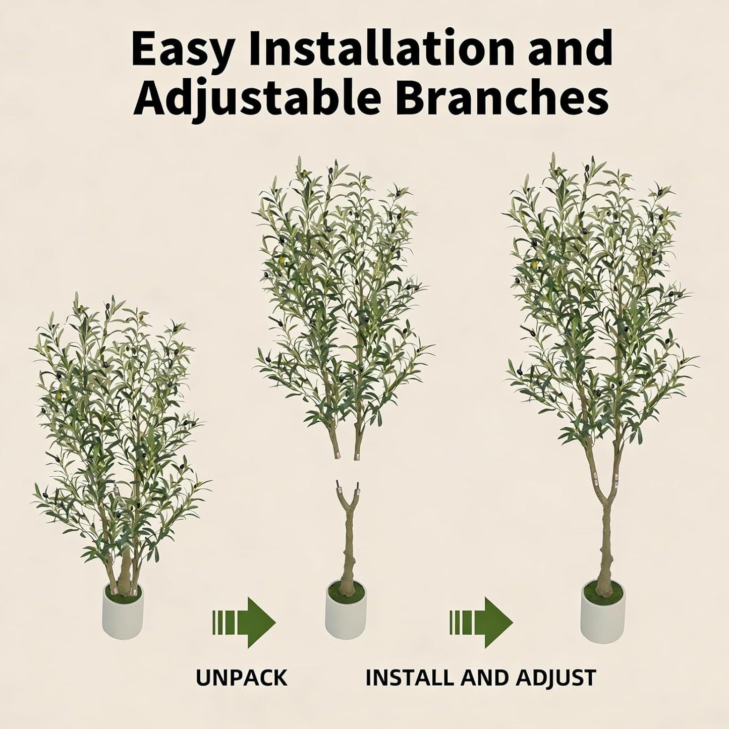 Faux Olive Tree, 5FT Artificial Olive Trees with Lifelike Olive Branches and Fruits, Fake Floor Plants with Pot for Indoor Home Office Living Room Outdoor Decor