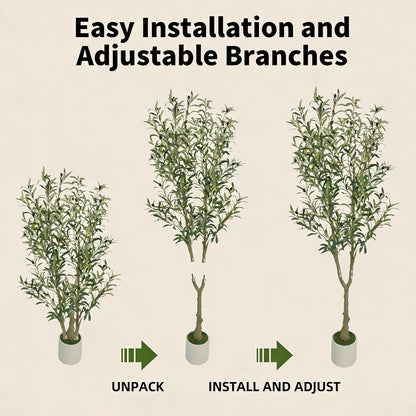 Faux Olive Tree, 5FT Artificial Olive Trees with Lifelike Olive Branches and Fruits, Fake Floor Plants with Pot for Indoor Home Office Living Room Outdoor Decor