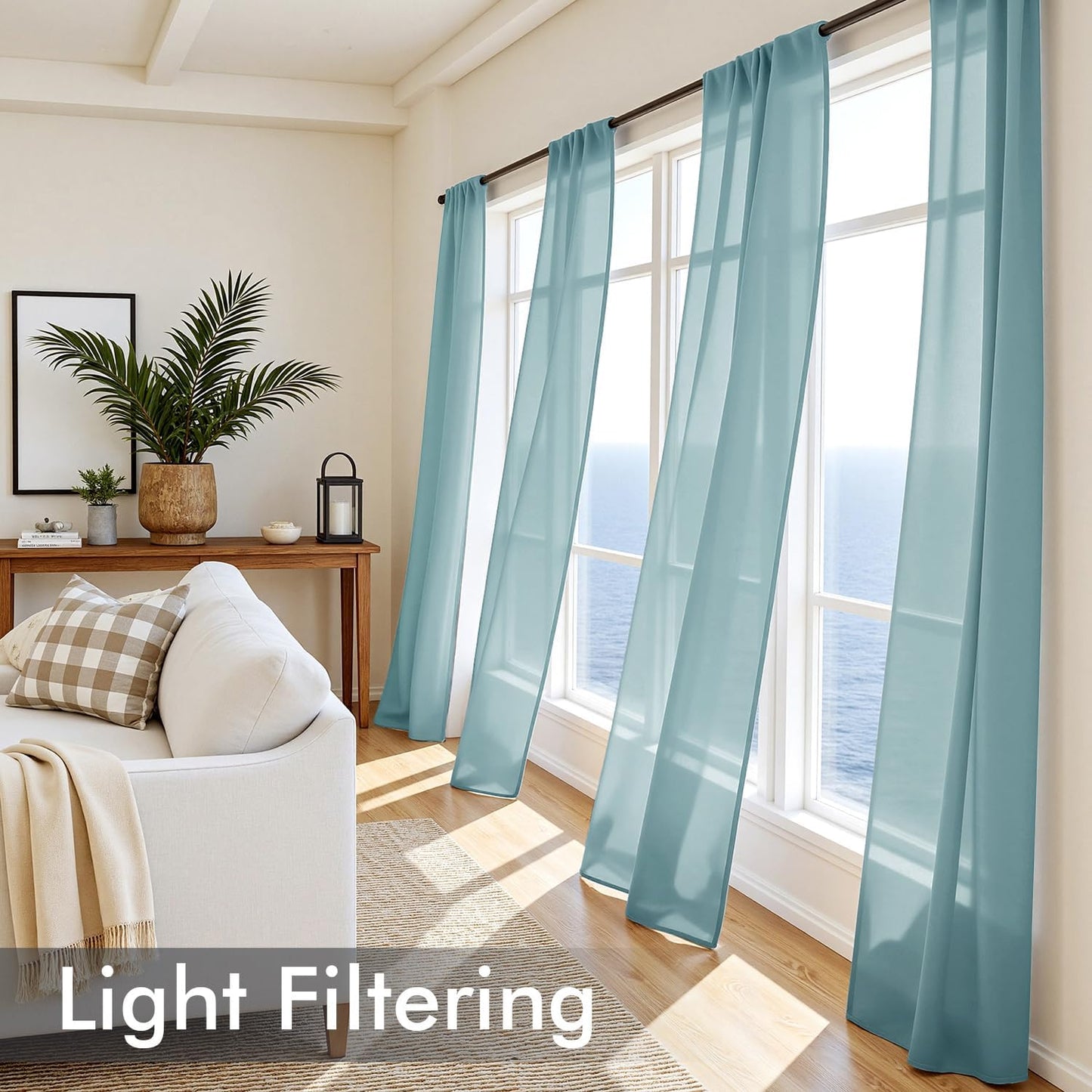 MIULEE White Sheer Curtains 84 Inches Long, 4 Panels Set, Light Filtering Rod Pocket Voile Drapes for Living Room and Bedroom, Airy Soft Fabric Window Treatments, 42 x 84 Inches