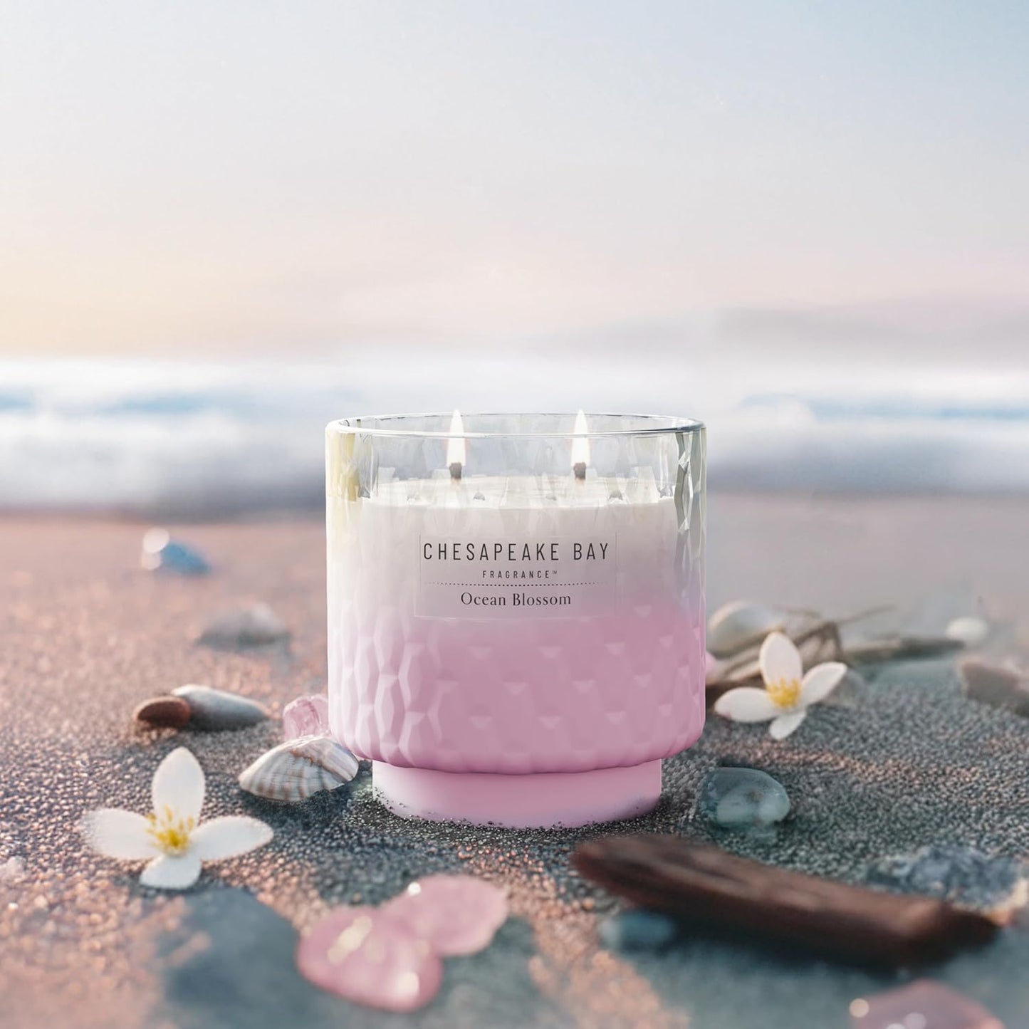 Chesapeake Bay, 11oz Marine Drift Scented Candle, Mood Evoking Fragrance, Textured Sea Glass-Inspired Jar, Premium Soy Blend Wax with Essential Oils, Coastal Fragrance for Home Décor or Gifting