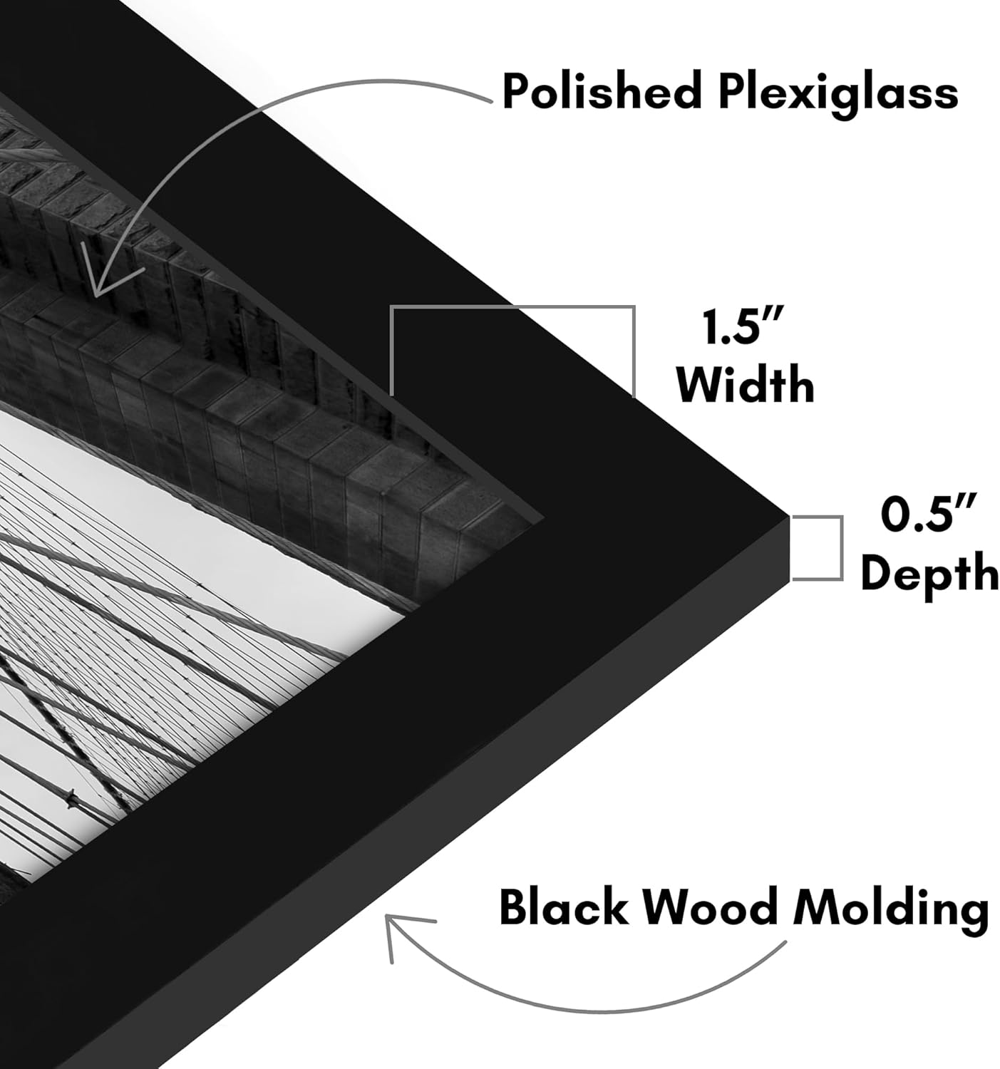 Americanflat 16x20 Picture Frame with Polished Plexiglass - Black Picture Frame - Wide Photo Frames Made of Engineered Wood for Vertical or Horizontal Wall Display - Epic Collection - Black - Colors C
