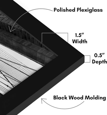 Americanflat 16x20 Picture Frame with Polished Plexiglass - Black Picture Frame - Wide Photo Frames Made of Engineered Wood for Vertical or Horizontal Wall Display - Epic Collection - Black - Colors C