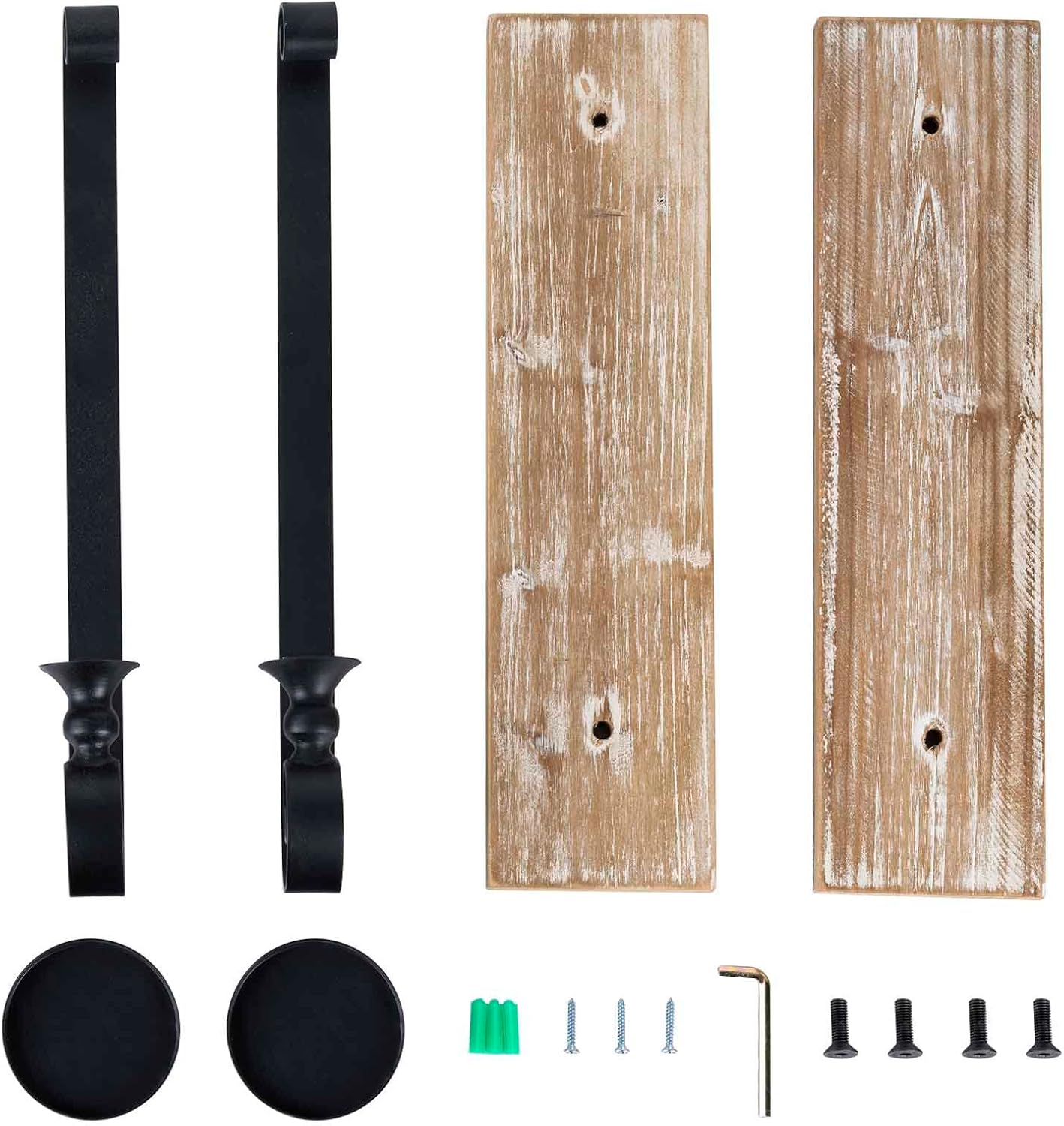 Wall Sconce Candle Holder (Set of 2) Black Wall-Mount Metal and Wooden Candle Holders for Living Room, Bathroom, Dining Room