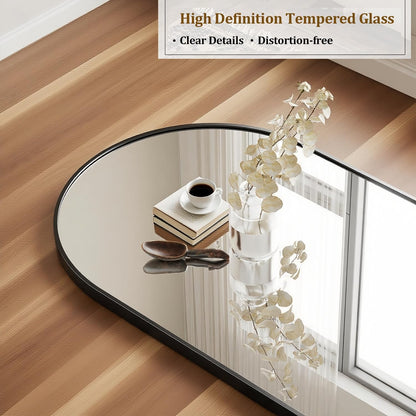 Dewfig Arched Full Length Mirror, 76"x34" Large Floor Mirror, Full Body Mirrors for Leaning or Hanging, Standing Mirrors for Bedroom, Living Room,Dressing Room, Aluminum Alloy Frame, Black