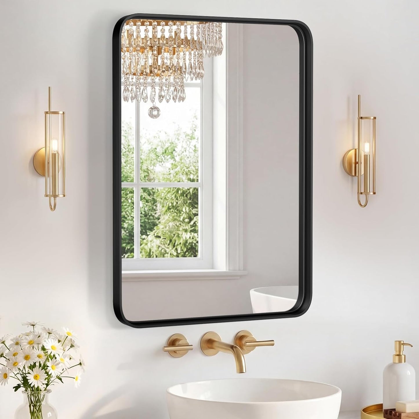 NEWBULIG Gold Round Wall Mirror 36 Inch, Bathroom Mirrors for Over Sink, Wall Decor for Bathroom, Entryway, Bedroom, Vanity