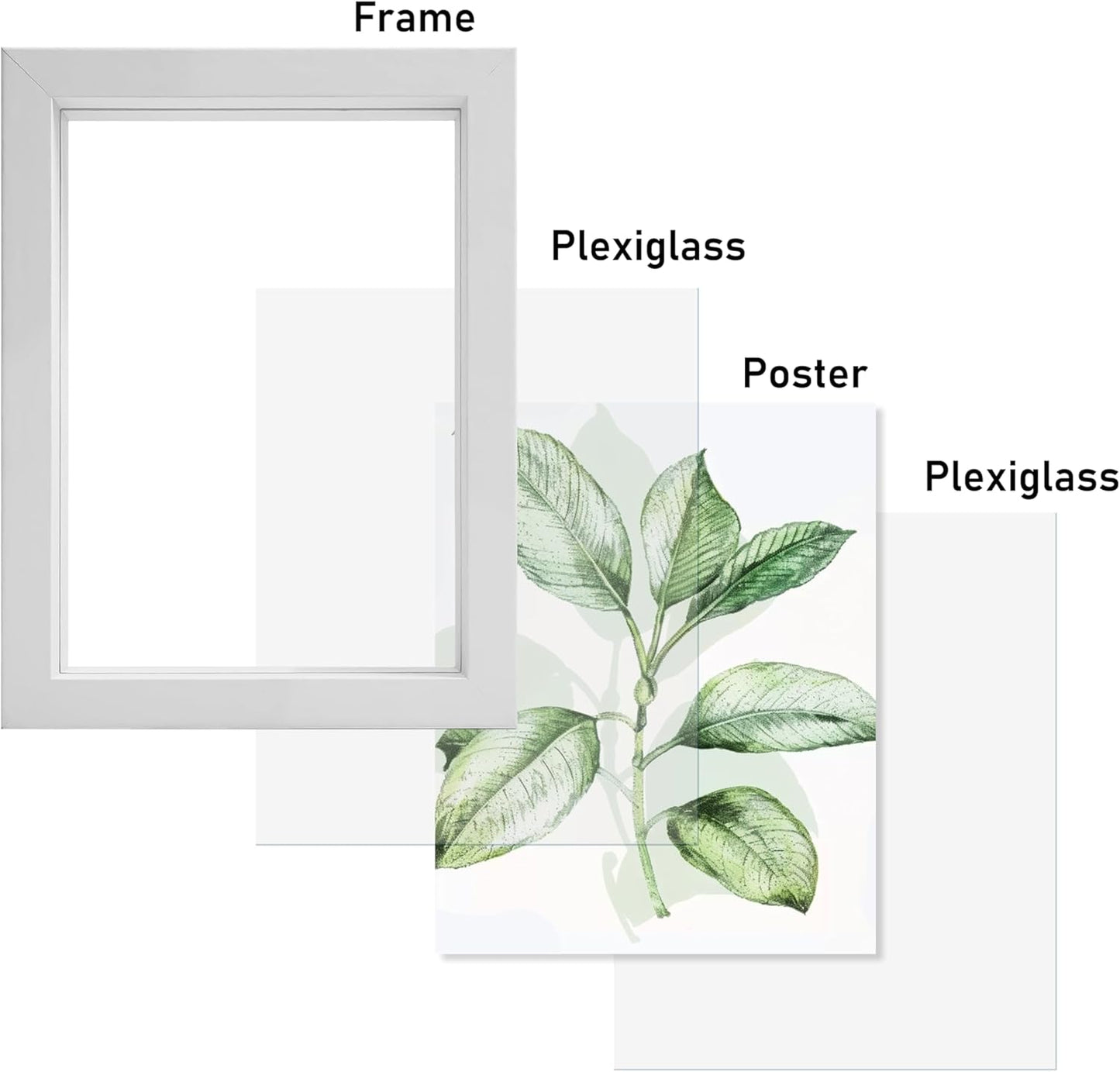 CORE ART 8x10 Floating Picture Frame,Double Plexglass Floating Frame for 5x7,4x6 Pictures,Wall or Tabletop Display,Black
