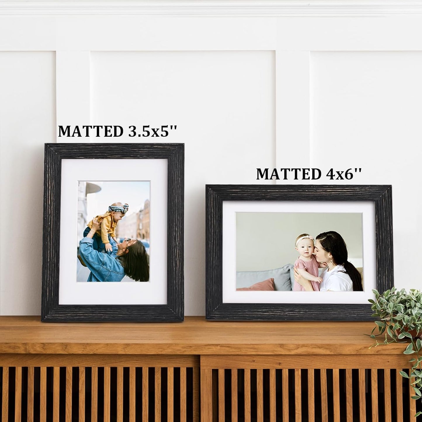 Egofine 12x16 Picture Frame Black, Covered by Plexiglass Made of Solid Wood, Display Pictures 9x12 and 11x14 with Mat or 12x16 Without Mat, for Wall Mounting Photo Frame - Colors A