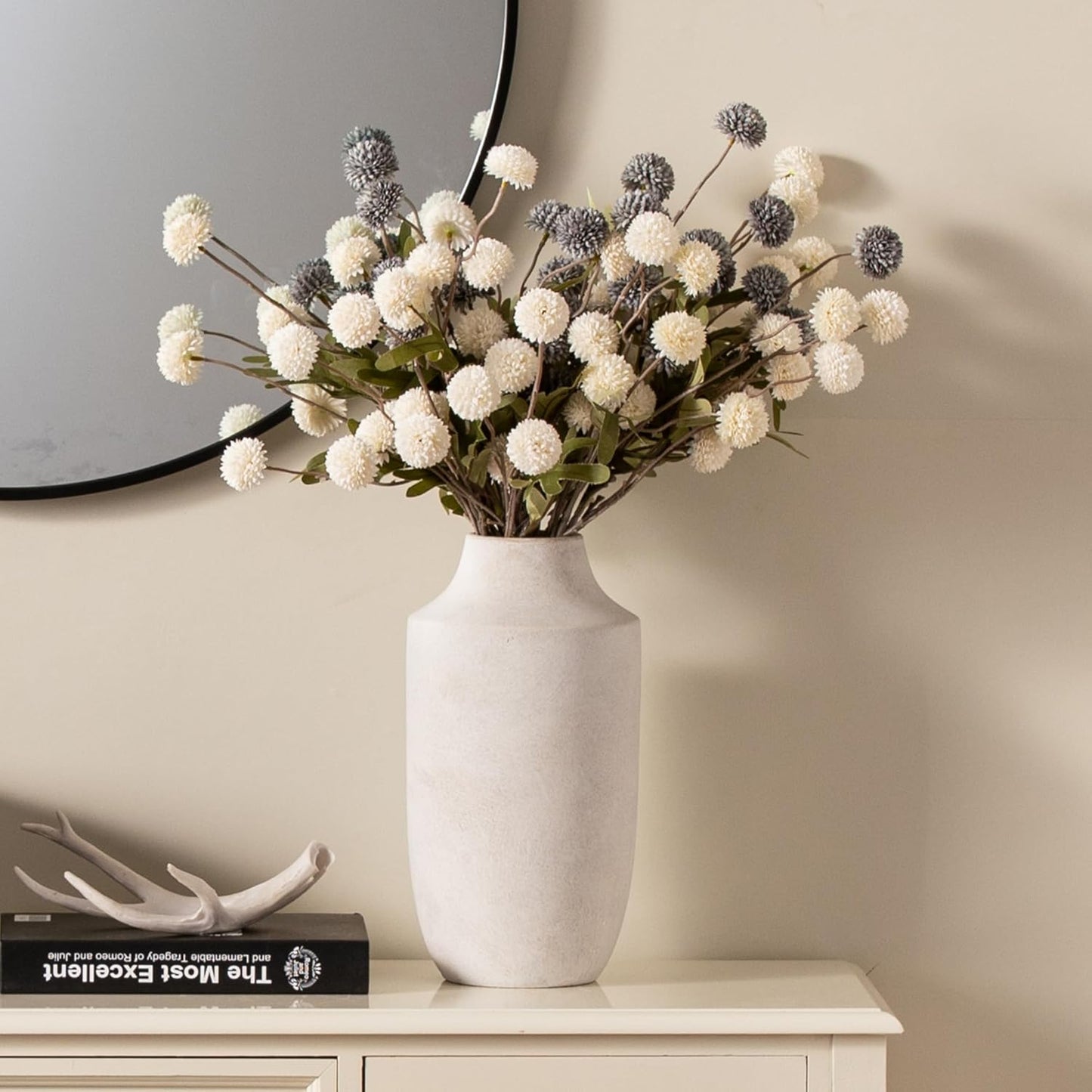 Mitt&Ditt Ceramic Flower Vase with Handles, 11 inch Tall Vase for Centerpieces, Large Decorative Terracotta Vases, Farmhouse Rustic Vases for Home Decor, Living Room, Table, Neutral