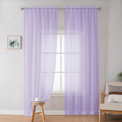 OWENIE Sheer Curtains 84 inches Long 2 Panels Set for Living Room/Bedroom, Rod Pocket Voile Sheer Panel Drapes, White, 2pcs, Each 42" W x 84" L - Colors A