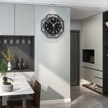 Modern Wall Clocks for Living Room Decor 12in Black Wall Clock Silent Non-Ticking Quartz Battery Operated for Office Kitchen Bedroom Bathroom Minimalist Small Clock Decoration Easy to Read