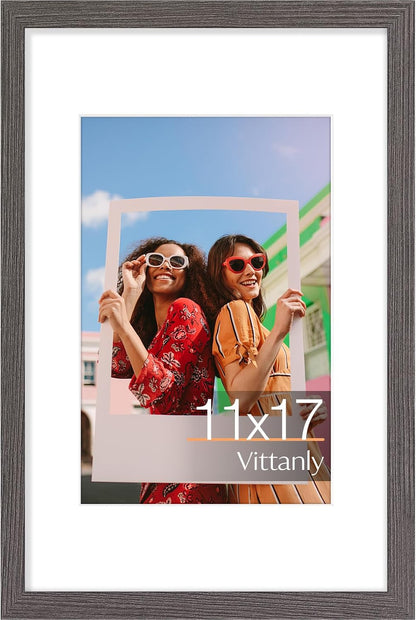 Vittanly 11x14 Picture Frame, Display Pictures 8x10 with Mat or 11x14 without Mat, Photo Frame for Wall Mounting, Black, 1 Pack - Colors B