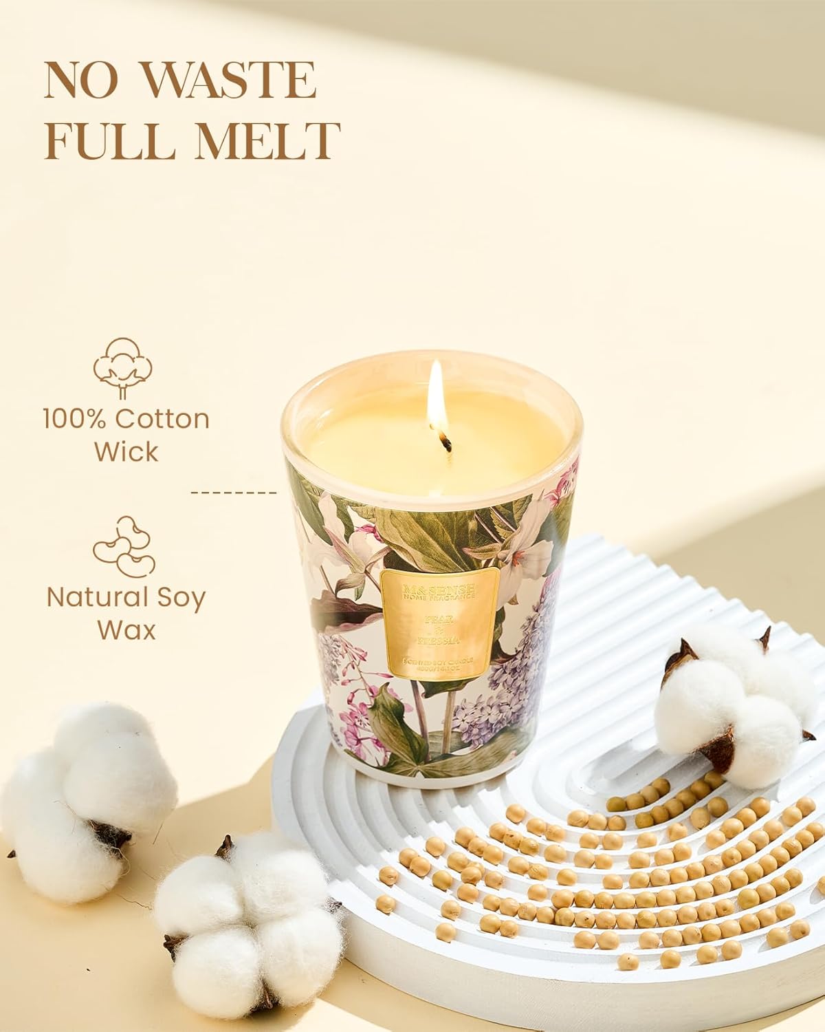 M&SENSE Jasmine Candles Highly Scented 3 Wick 35oz 150 Hours Burn Extra Large Jar Candles for Women, Natural Soy Wax Aromatherapy Candle for Stress Relief, Meditation, Yoga, Spa - Colors B