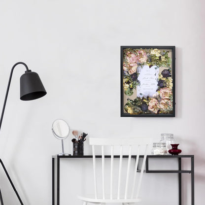 GraduationMall 13x16 Wood Shadow Box Frame Glass Door Display Case with Linen Back and 6 Stick Pins,1.5 inches Interior Depth,Ideal for Memorabilia Pictures Flowers Medals Tickets Rustic White