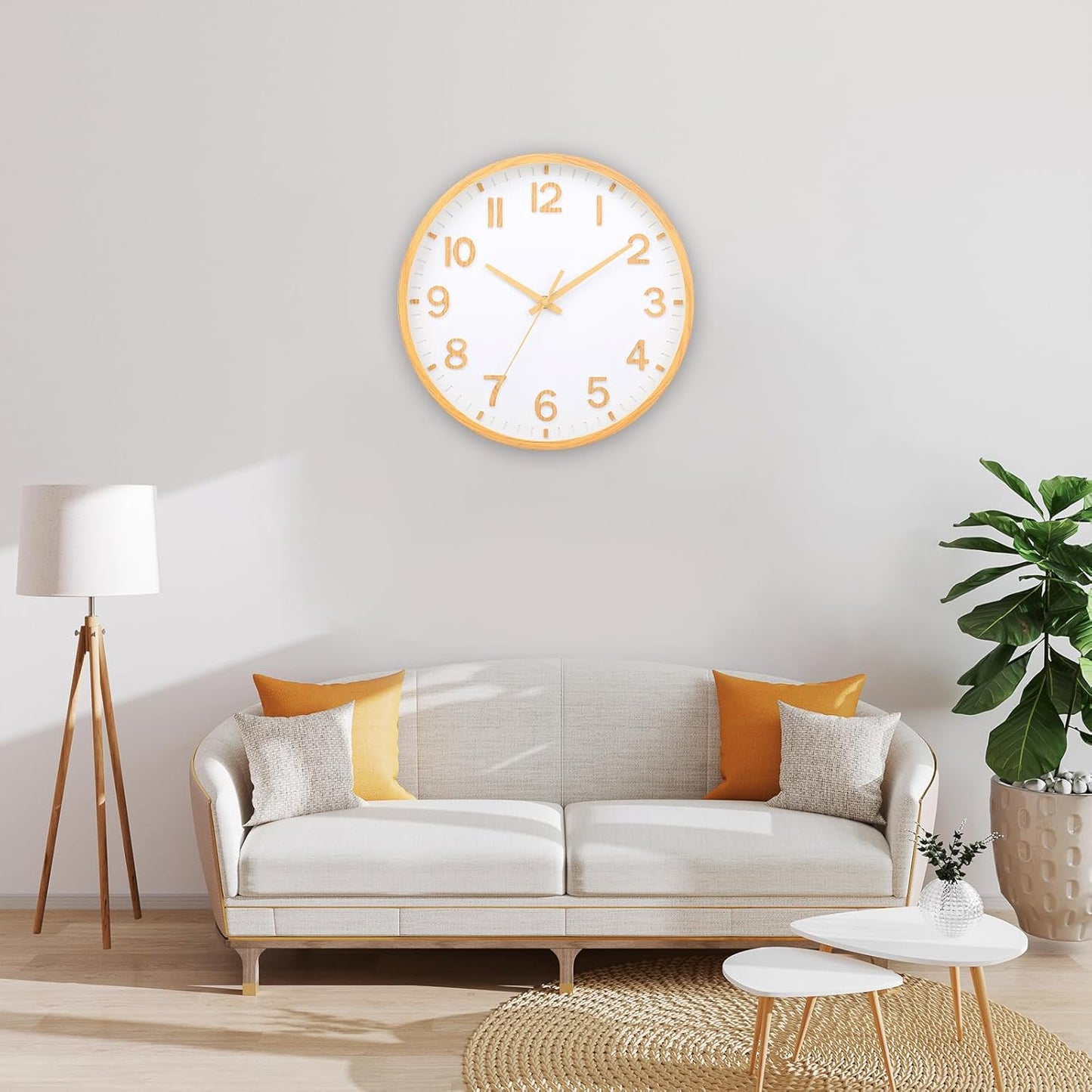 Wall Clocks Battery Operated 8 inch Modern Wall Clock,Silent Non Ticking Wall Clock for Living Room Bedroom Kitchen Office Classroom Decor (Green White)