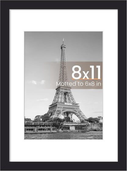 upsimples 8x10 Picture Frame, Display Pictures 5x7 with Mat or 8x10 Without Mat, Wall Hanging Photo Frame, Black, 1 Pack - Colors A