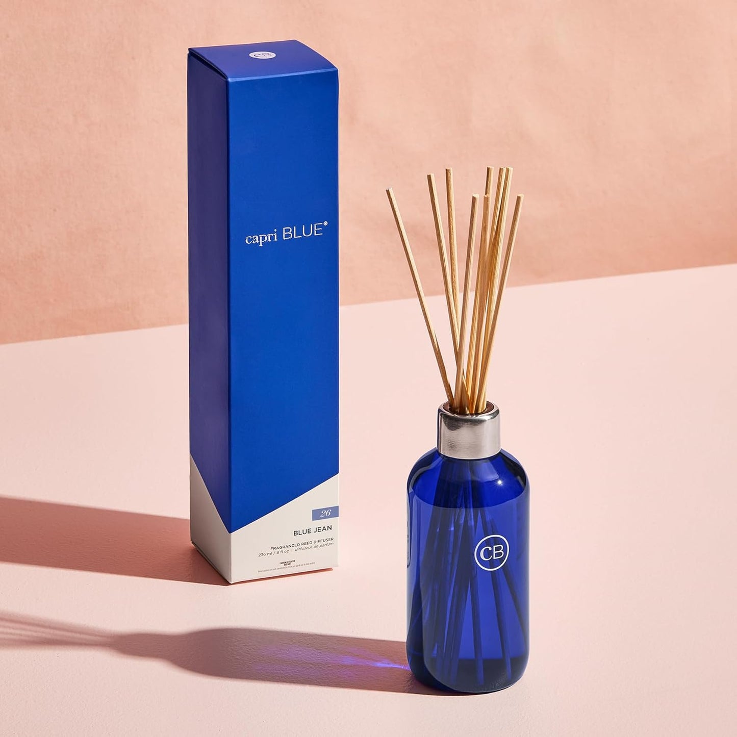 Capri Blue Volcano Reed Diffuser Set - Includes Reed Diffuser Sticks, Fragrance Oil, and Glass Bottle - Luxury Scented Room Freshener - White (8 fl oz)