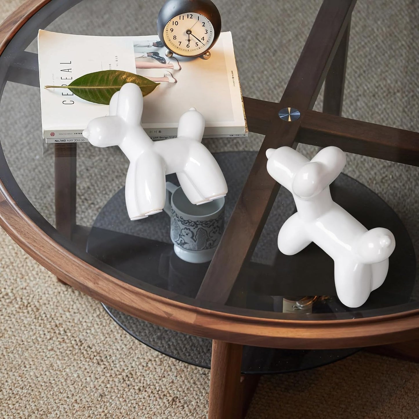 Notakia Cute Ceramics Balloon Dog Statue Crafts Gold Living Room Desktop Decorations,Handmade Modern Small Ceramic Animal Statue Ornament Gold Home Decor Accents