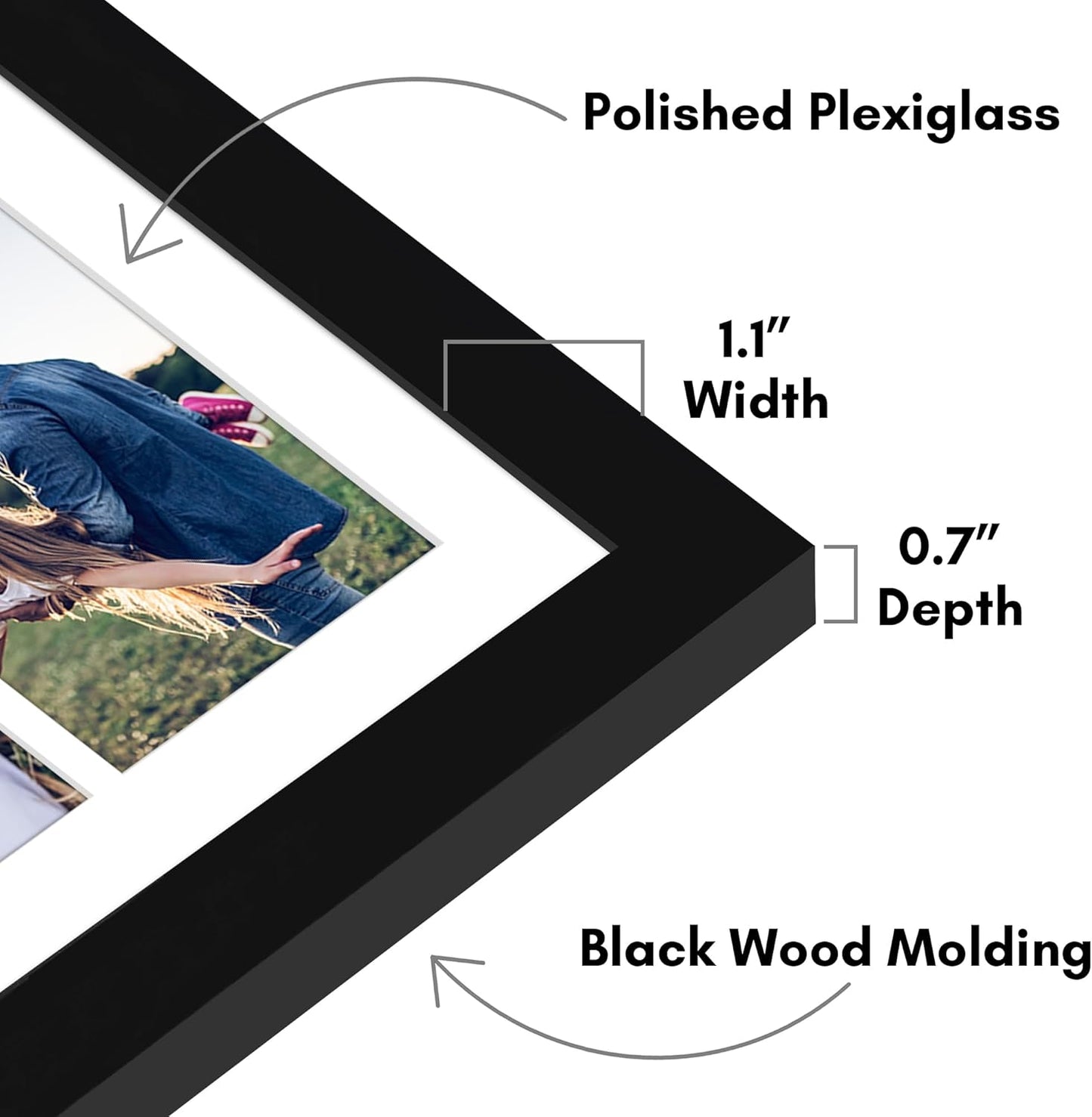 Americanflat 4x6 Collage Picture Frame with Shatter-Resistant Glass - Fits Five 4x6 Photos or Use as One 11x14 Picture Frame - Signature Collection - Collage Frames for Wall Display - Black