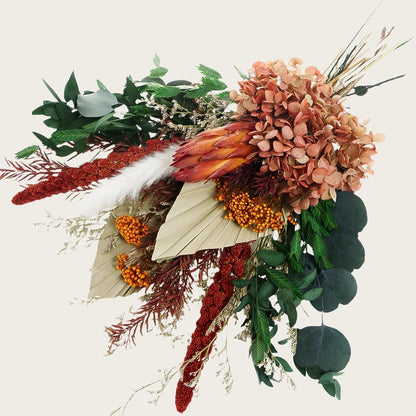 Blush Pink & Burgundy Dried Flower Bouquet, Cream Pampas Grass with Sage Green & Eucalyptus, Boho Dried Flowers for Wedding, Home Décor
