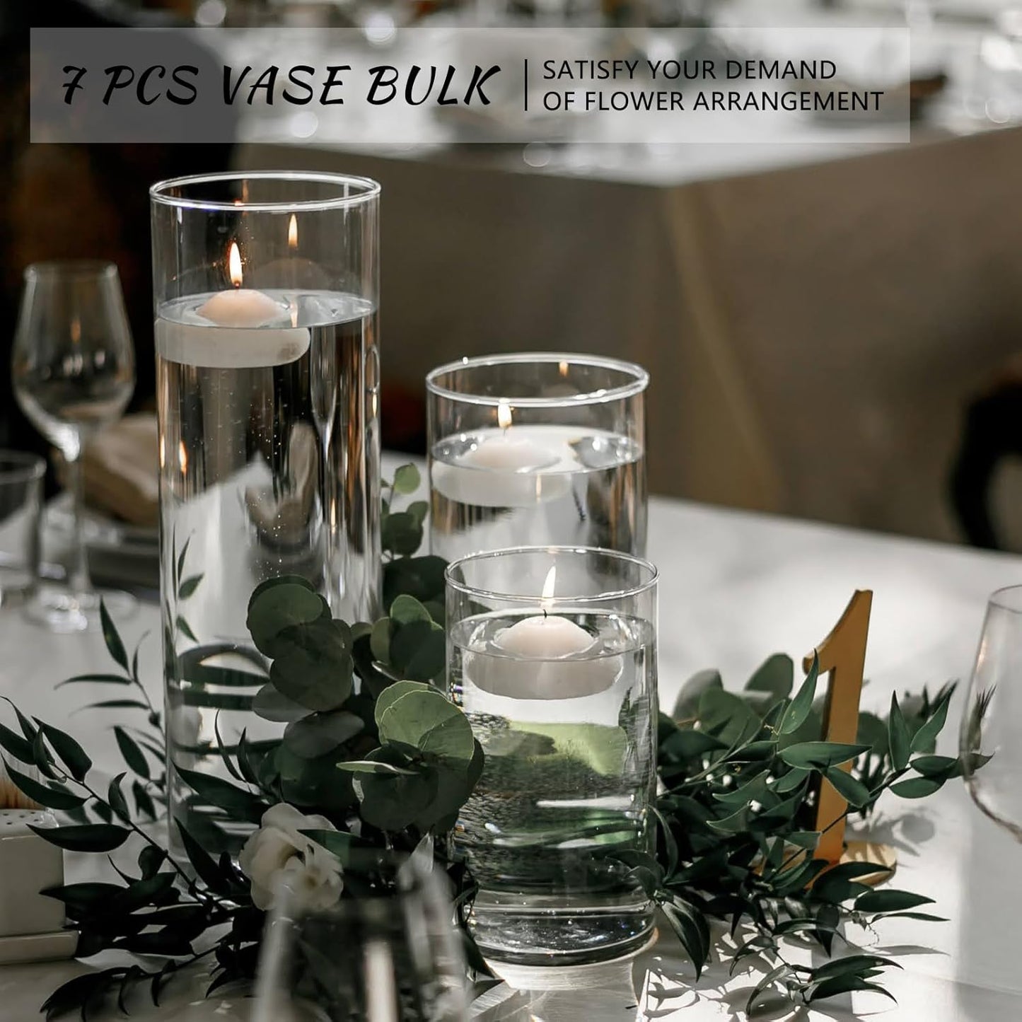 SUPMIND 12Pcs Glass Cylinder Vase for Centerpieces 5 Inch Clear Flower Vases Bulk, Glass Hurricane Candle Holder Small Floral Vases for Table, Floating Candle Vase for Wedding Home Décor