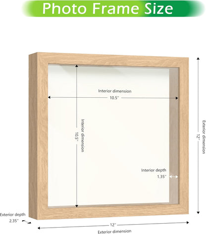 FrameWorks 11” x 14” Dark Oak Wooden Shadow Box Frame – Display Case with Soft Felt Back, Memory Box with Tempered Glass, Display Box with Elegant White Ball Push Pins, Wooden Flower Box