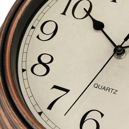 Foxtop Retro Silent Non-Ticking Round Classic Clock Quartz Decorative Battery Operated Wall Clock for Living Room Kitchen Home Office 12 Inch (Bronze)