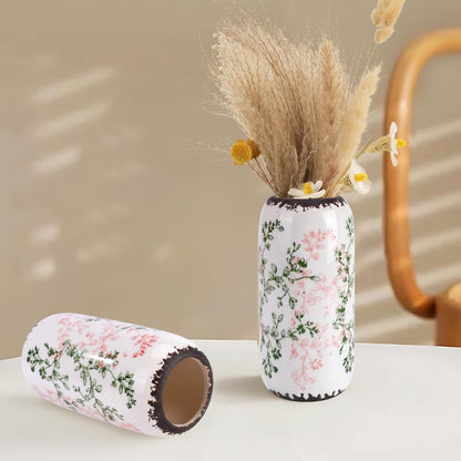 Ceramic Vase for Flowers – Modern Small Ribbed Textured Flower Vase for Home Decor, Pampas Grass, Decorative, Farmhouse, Coffee Table, Kitchen Centerpieces, Bookshelf and Home Living (White)