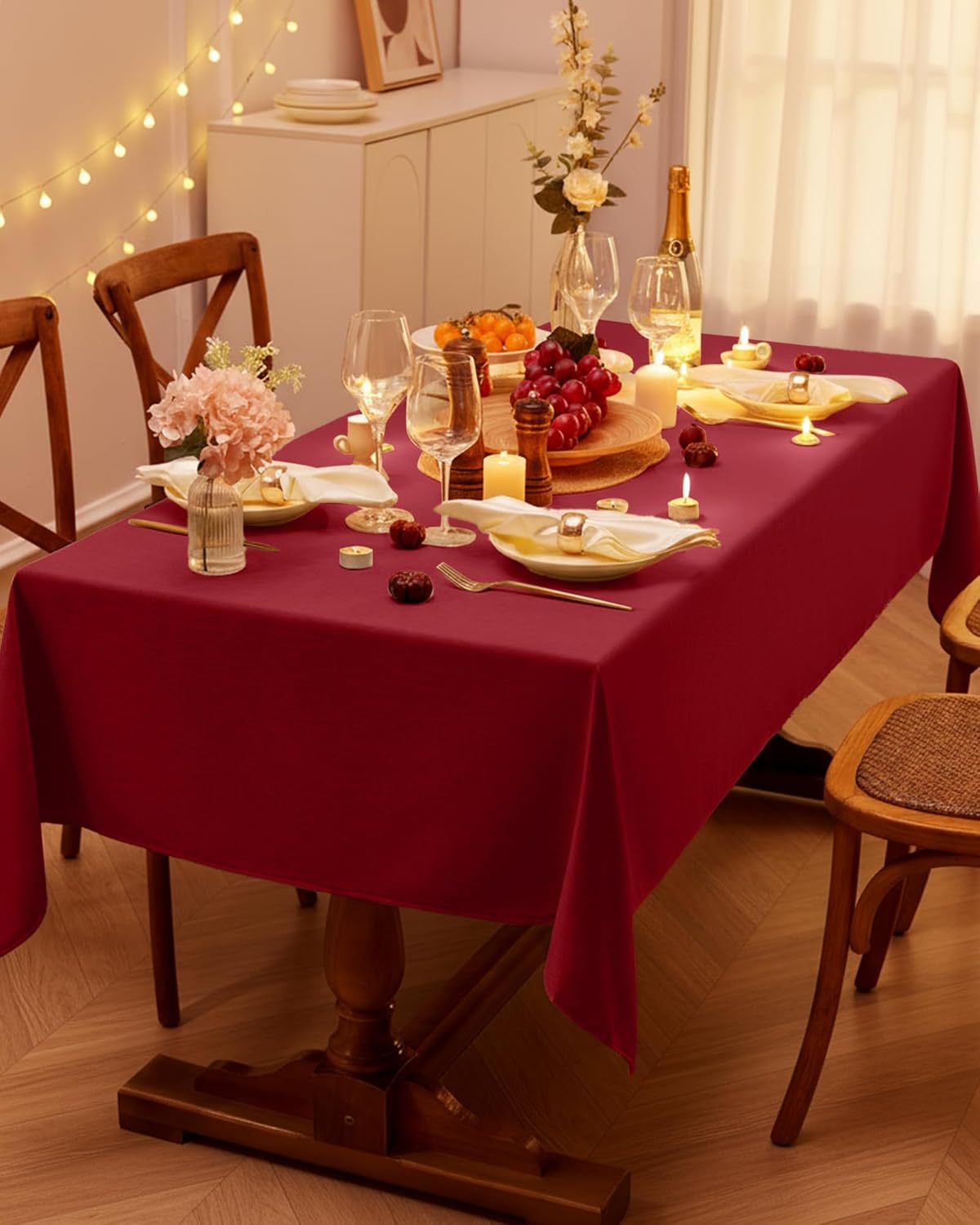 Pureegg Rectangle Linen Tablecloth Waterproof & Stain Resistant, Wrinkle-Free Table Cloth Adds Elegance and Protection, Ideal for Dining, Party, Wedding and Outdoor, 52 x 70 Inch, Sage Green