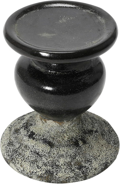 Creative Co-Op Small Distressed Blue Terracotta Pillar Candle Holder