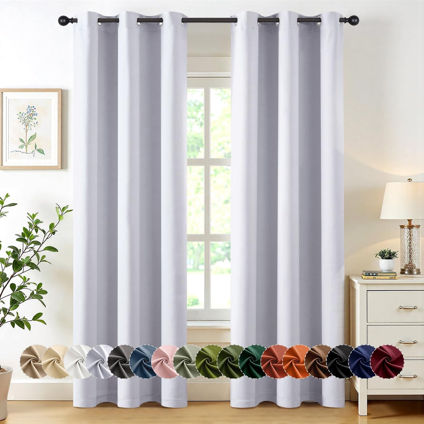 MIULEE Blackout Curtains for Bedroom Living Room 2 Panels, Thermal Insulated Room Darkening Drapes Grommet Noise Reducing Light Blocking Window Treatments 63 Inches Long 40x63 Inch Black - Colors B
