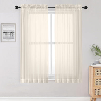 OWENIE Sheer Curtains 84 inches Long 2 Panels Set for Living Room/Bedroom, Rod Pocket Voile Sheer Panel Drapes, White, 2pcs, Each 42" W x 84" L - Colors B