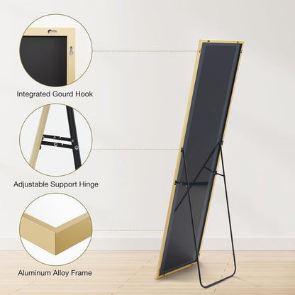 OLIXIS Black Arched Full Length Mirror 60"x16" for Bedroom, Full Body Mirror with Stand, Hanging or Leaning for Wall, Aluminum Alloy Thin Frame Floor Standing for Living Room