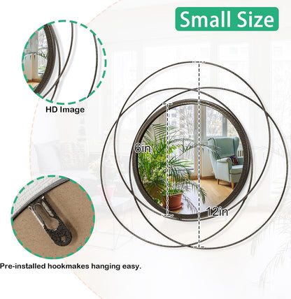 Gold Sunburst Mirrors for Wall Decorative Metal Round Art Mirrors Large Wall Decor Hanging Mirror for Bathroom Bedroom Living Room Vanity Entryway 16"
