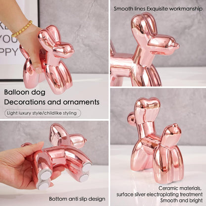 Notakia Cute Ceramics Balloon Dog Statue Crafts Gold Living Room Desktop Decorations,Handmade Modern Small Ceramic Animal Statue Ornament Gold Home Decor Accents
