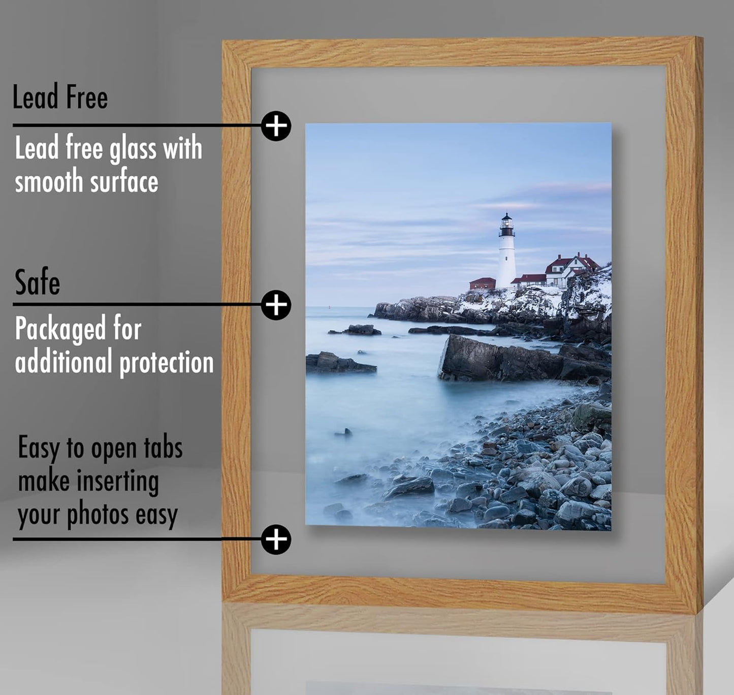 Americanflat 8x10 Floating Picture Frame with Polished Crystal-Clear Glass - Use as 5x7 Picture Frame or Display 4x6 Photo - Signature Float Collection - Photo Frames for Tabletop or Wall - Black