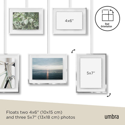 Umbra Exhibit Picture Frame Gallery Set, Adjustable Wall Collage Displays Nine Photos (Four 5x7" and Five 8x10"), Set of 9, Black