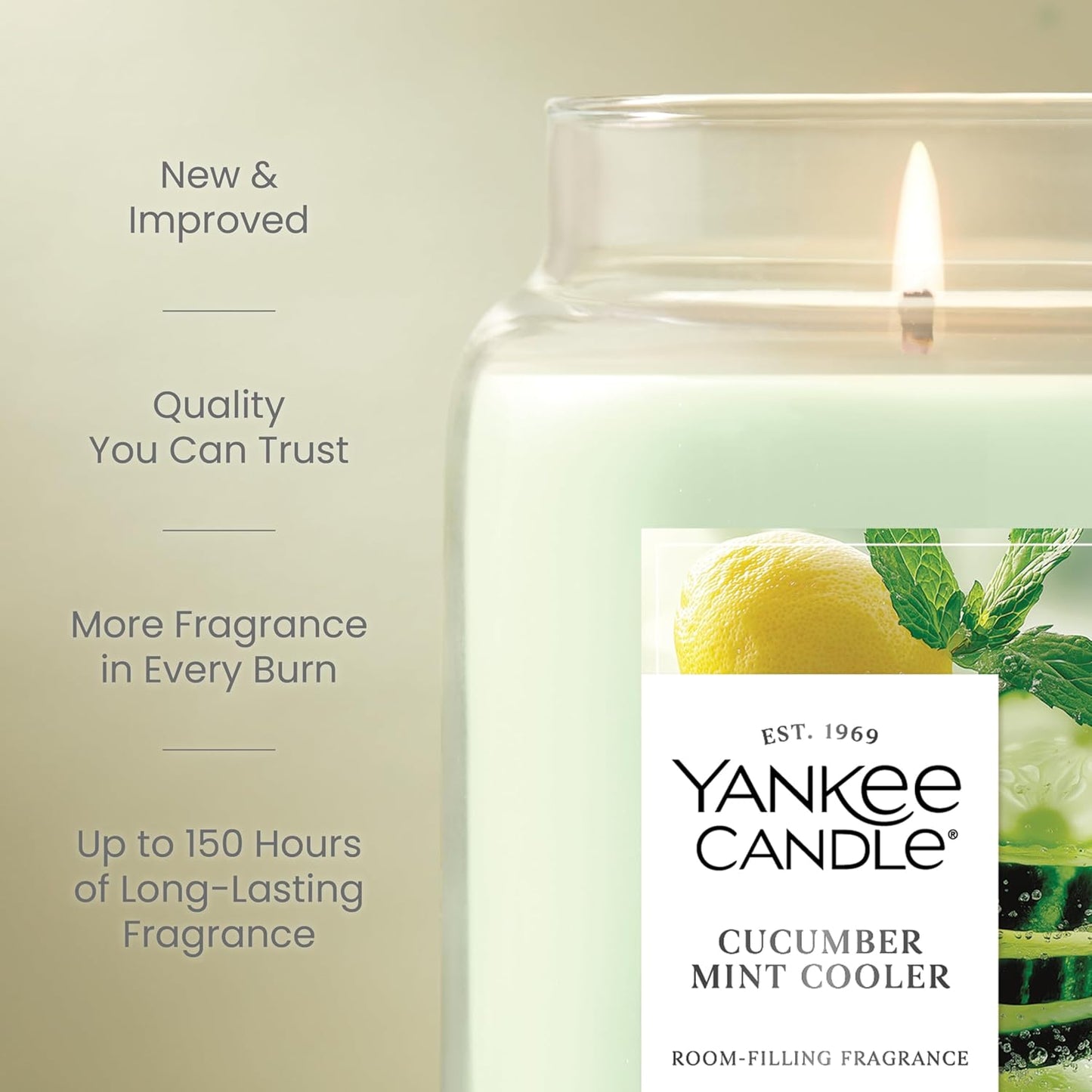 Yankee Candle Sage & Citrus, Scented Candle, 22oz Large Jar with up to 150 Hour Burn Time, Giftable, Birthdays
