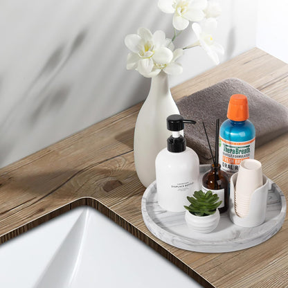Silicone Bathroom Tray Round Vanity Tray Decorative Soap Holder Kitchen Countertop Organizer Coffee Table Decor for Candle, Perfume, Plant, 9 Inch, Black