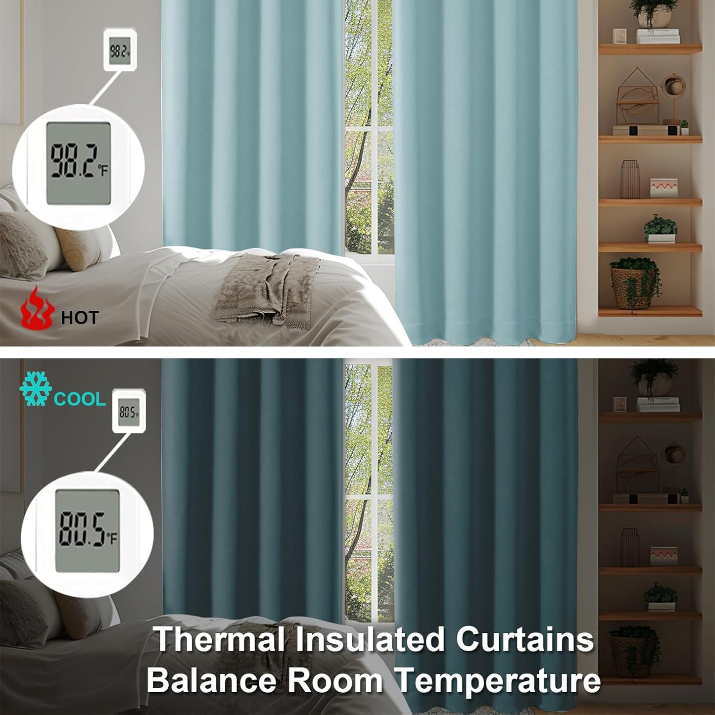 Simplebrand Ava Sage Green Blackout Curtains for Bedroom 63 Inch Length 2 Panels Set, Solid Thermal Insulated Energy Saving Rod Pocket Window Treatment Curtains Blackout Drapes, W40 x L63 Inch, Sage - Colors A