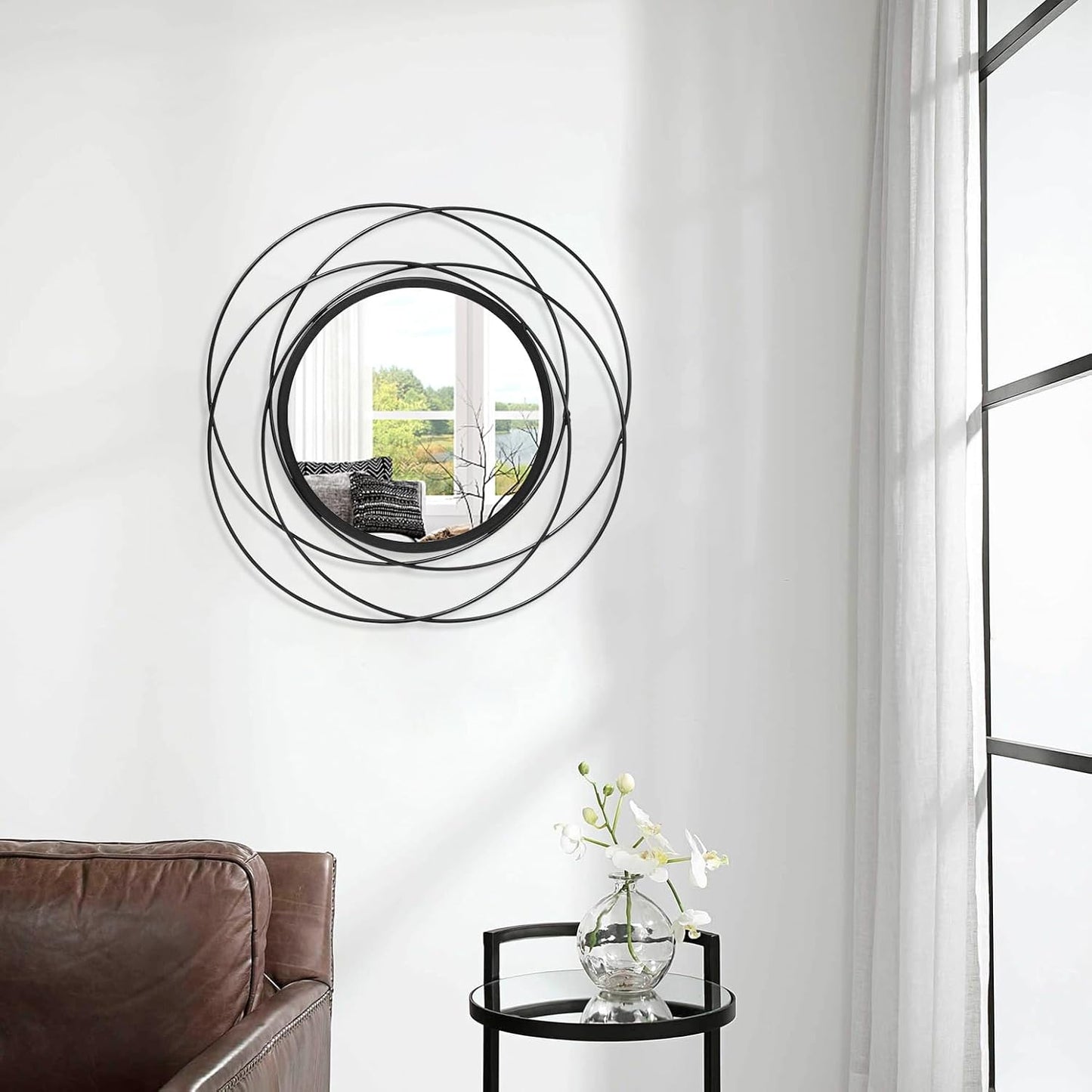 Gold Sunburst Mirrors for Wall Decorative Metal Round Art Mirrors Large Wall Decor Hanging Mirror for Bathroom Bedroom Living Room Vanity Entryway 16"