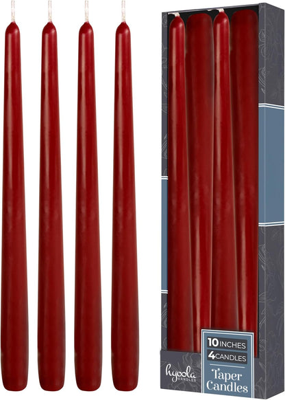 Hyoola Tall Taper Candles - 10 Inch Metallic Gold Unscented Dripless Taper Candles - 8 Hour Burn Time - 4 Pack