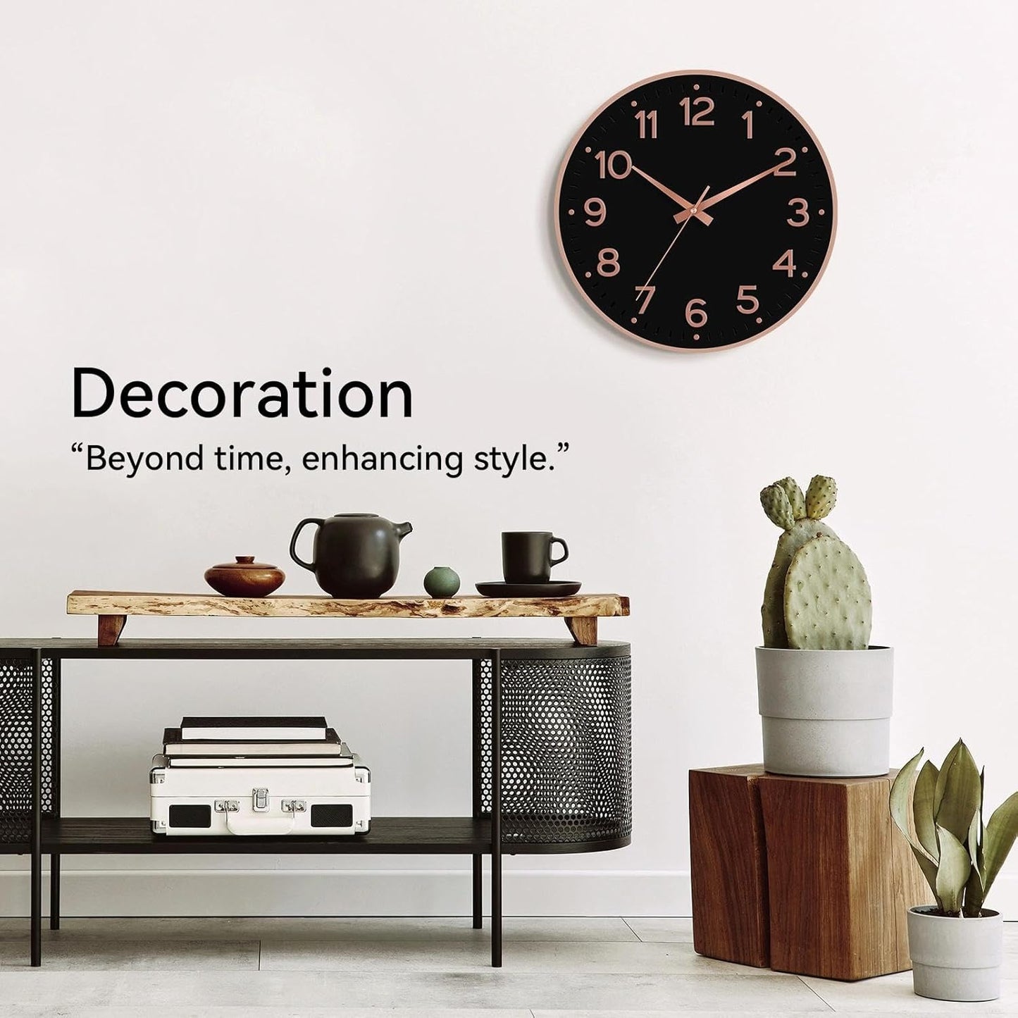 Roymnie Wall Clock Green, Silent Wall Clocks Battery Operated 8 Inch-Modern Non Ticking Analog Clock Decorative for Kitchen Office Bathroom Bedroom(Gold)