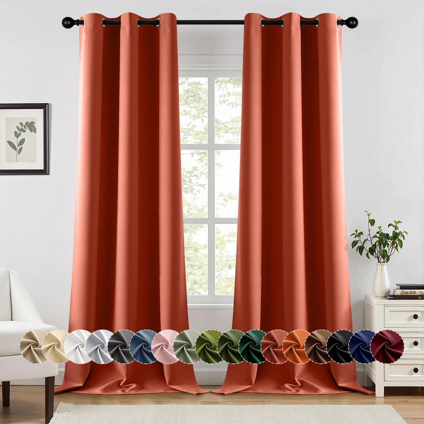 MIULEE Blackout Curtains for Bedroom Living Room 2 Panels, Thermal Insulated Room Darkening Drapes Grommet Noise Reducing Light Blocking Window Treatments 63 Inches Long 40x63 Inch Black - Colors A