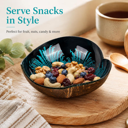 Coconut Bowls Decorative Candy Dish - Heart Acai Bowl, Natural Wooden Candy Dish, Key Bowl Holder for Entryway Table, Yogurt Smoothie Nuts Dessert Container, Rice Fruits Dry Snack Storage Shell Bowls